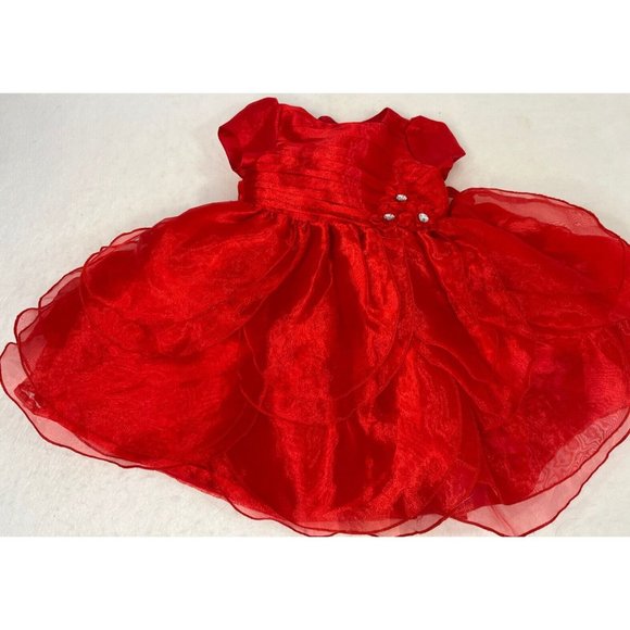 Nannette Baby Red Tulle Sheer Dress 18 months Circle Party - Picture 3 of 14